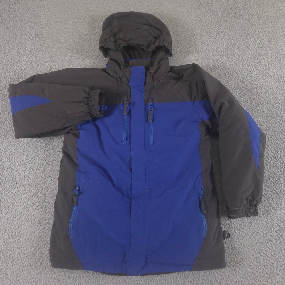 Cabelas Jacket Kids L Blue Insulated Puffer Coat Hooded Full Zip Outdoor Gear
